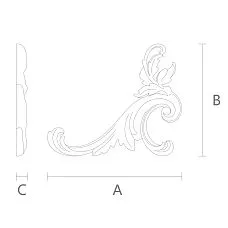 Drawing of decorative element NPU.VRS-002-4R with detailed ornamentation.