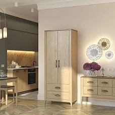 Wooden furniture handle on furniture front