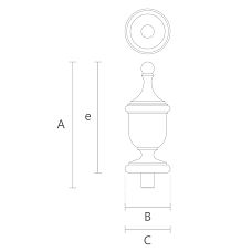 Elegant newel cap for post L-114 made of oak or beech drawing