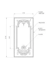 Wooden decor for furniture and walls with carved flower, drawing