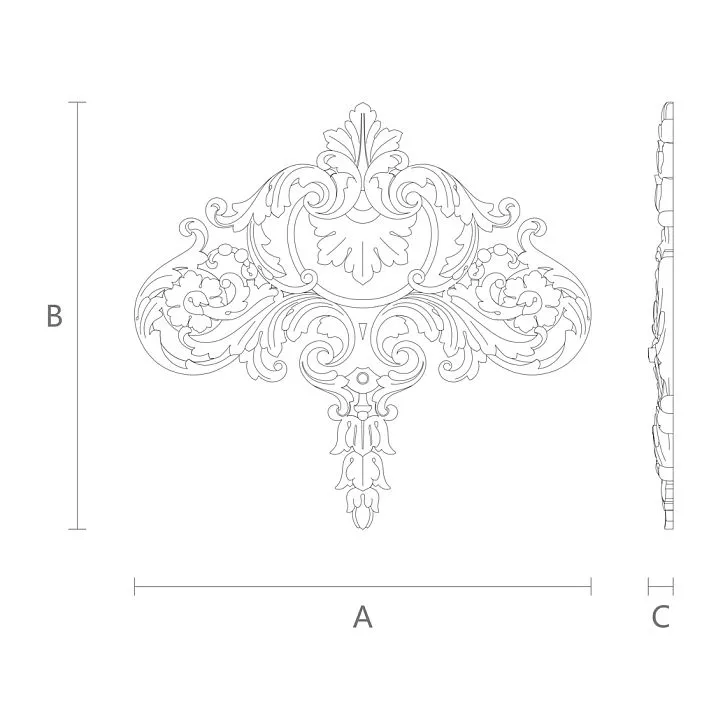 Polyurethane relief applique NPU-191, relief decoration drawing