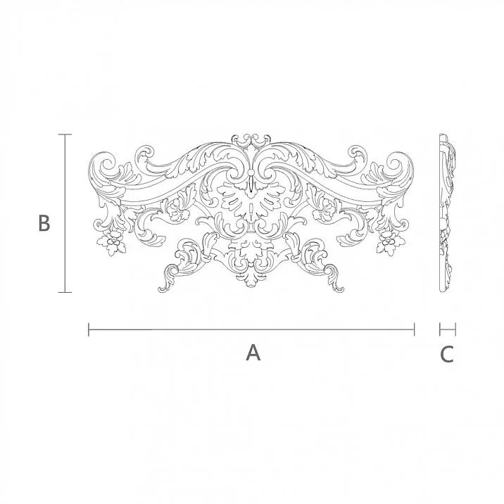 Floral ornament from wood - carved applique N-406 drawing