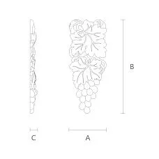 Wooden applique with carved leaf and grapevine pattern &mdash; applique N-254R drawing