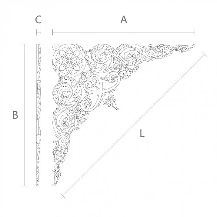 Carved applique N-330 &mdash; wooden decorative element with beautiful carving drawing