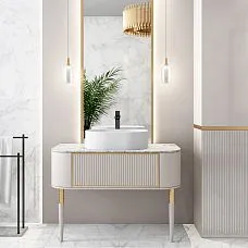 Legs with polyurethane decoration for a cabinet