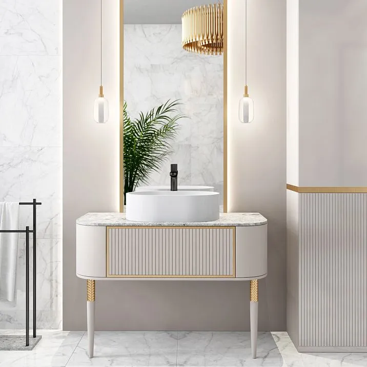 Legs with polyurethane decoration for a cabinet