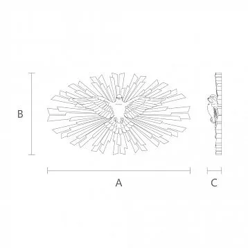 Applique 'Dove N-457' from oak &mdash; decorative element with image of the Holy Spirit surrounded by rays of light.
