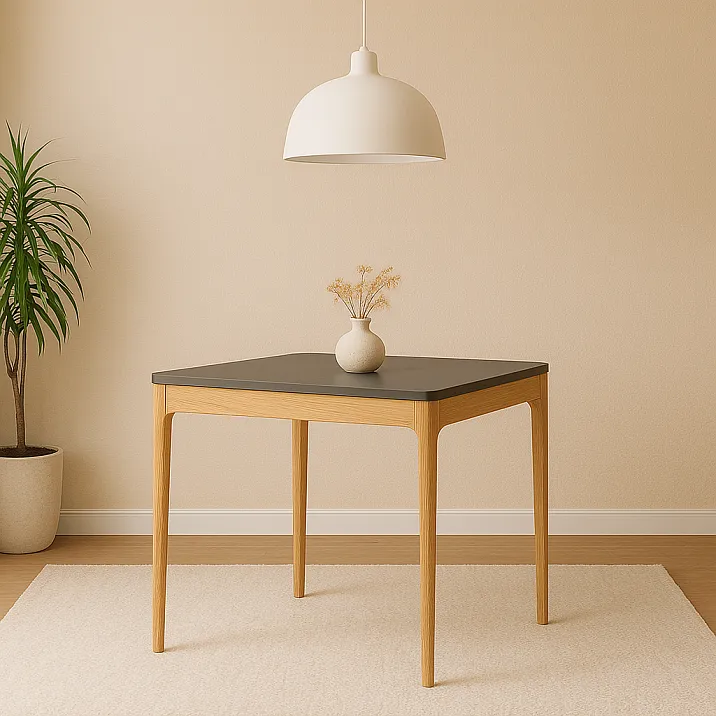 Table frame STL-026-1 made of solid wood with rectangular tabletop in interior