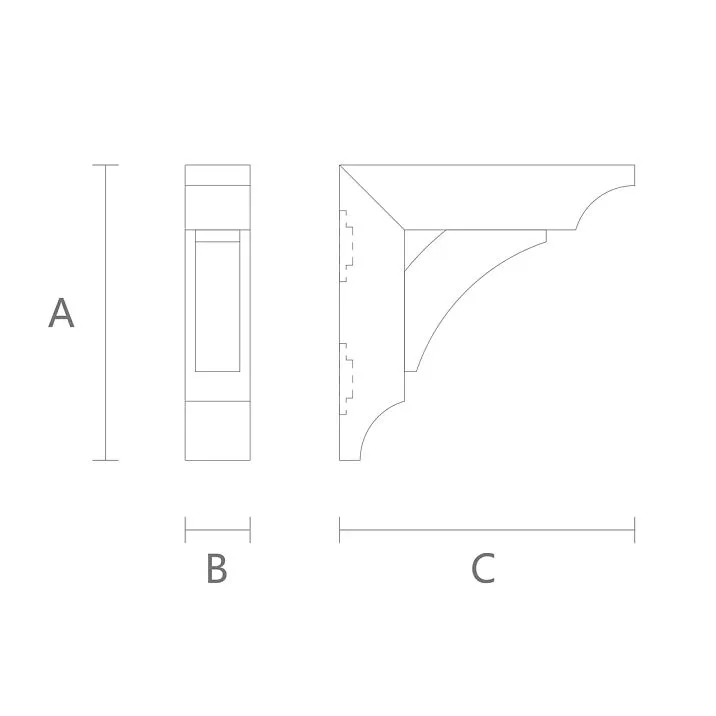 Wooden bracket KR-070 triangular console for supporting shelves and valances made of pine