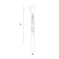 Drawing of a wooden stair post