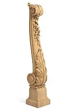 Wooden carved newel post for staircase