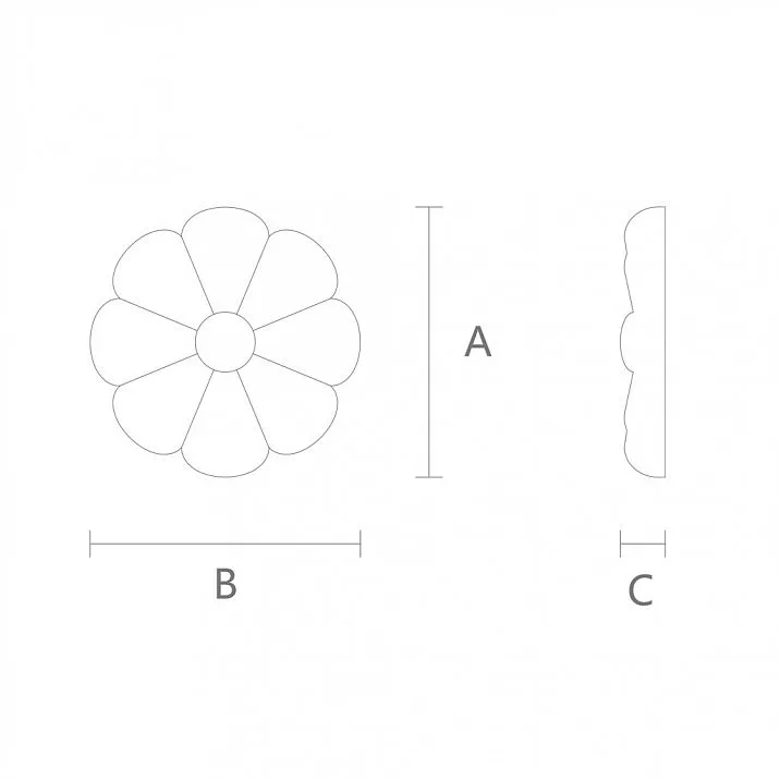 Carved Rosette R-060 as a Decorative Element Drawing
