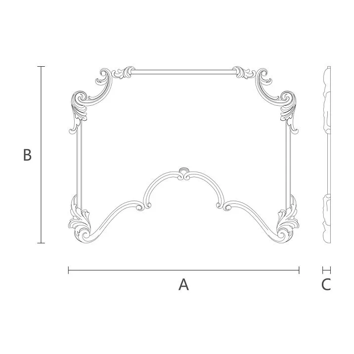 N.VRS-003 carved appliqu&eacute;s &ndash; elegant decor set made of wood for furniture and doors. drawing