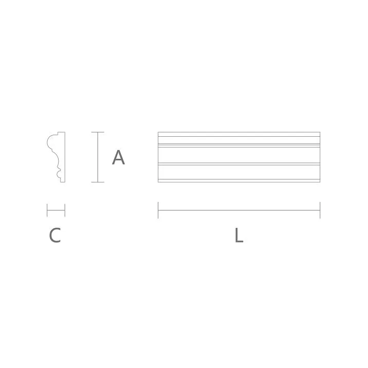 Drawing of molding from solid wood with carved pattern MLD-003