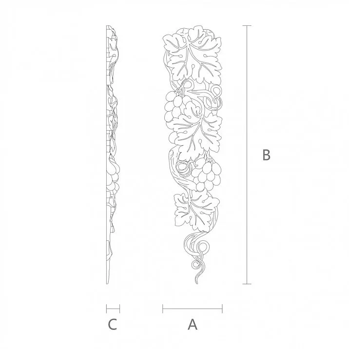 Wooden inlay N-253R with wood carving scheme