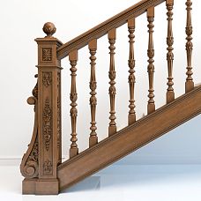 Carved wooden overlay N-094 from beech and oak solid wood, staircase decor photo