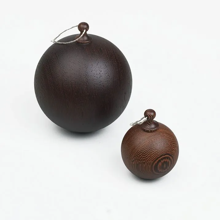 SUV-002 Christmas balls made of natural wood: zebrawood, beech, wenge, and walnut, handcrafted decorations