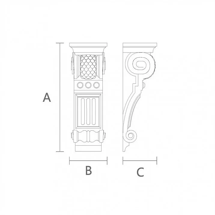Elegant decorative bracket KR-030 for an elegant home, drawing