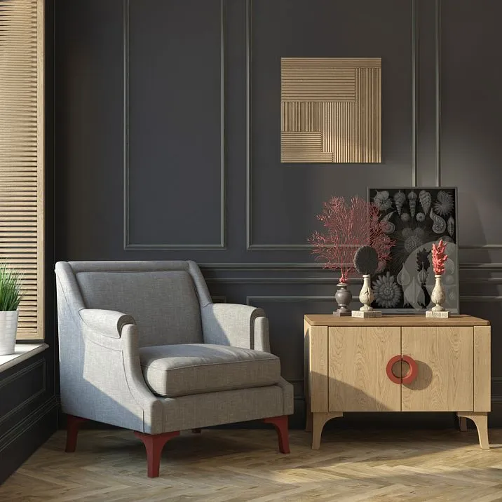 Geometric furniture leg MN-207 for wooden chair, photo in interior