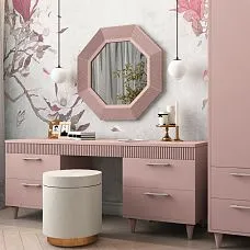 Carved frame RM-028 in MDF for bedroom in pink color