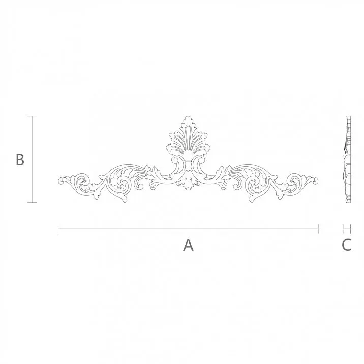 Carved applique N-165 for interior door decoration, drawing
