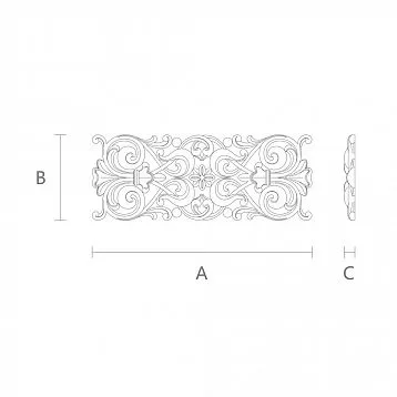 Carved applique IKN-013 from oak &mdash; decorative element with elegant floral ornament for church decor.