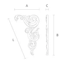 Wooden decorative element with wood carving N-323R drawing