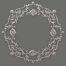 Modular stucco decoration CPU-067 made of polyurethane, 1770&times;1770&times;20 mm, with baroque floral ornament