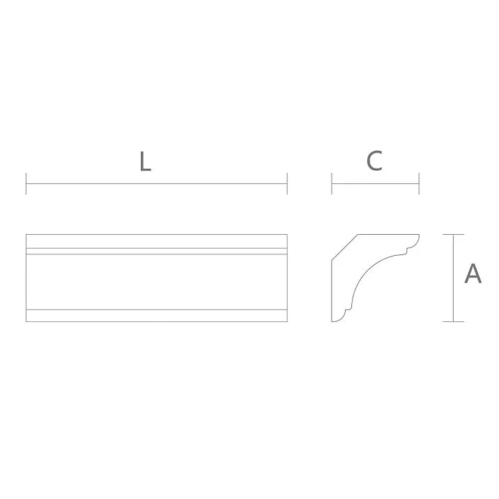 Molding MLD-039 &ndash; dimensions scheme 36&times;36&times;2400 mm