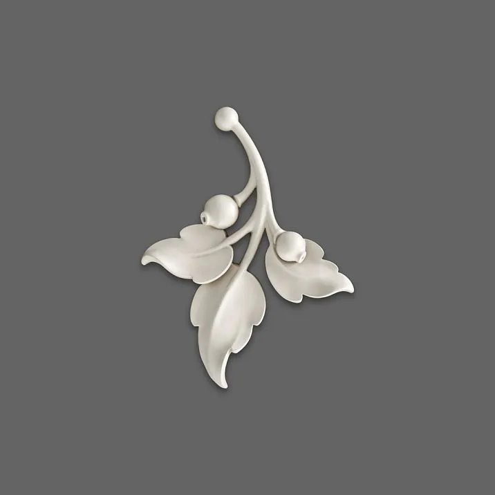 Relief decoration NPU-470L: branch with leaves and berries made of polyurethane. Furniture decoration