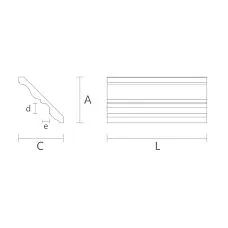 Technical drawing of cornice KZ-001 with section dimensions