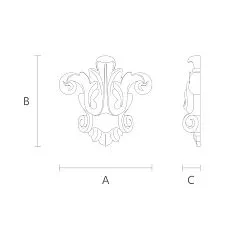Decorative carved inlay N-225-1-1 made of solid oak for doors, wall drawing