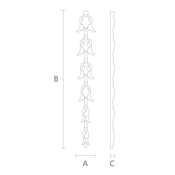 Decorative molding NPU-316 drawing with height, width, and thickness specifications for various design projects