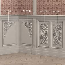 Wooden decorative element with wood carving - carved insert N-272R made of oak photo