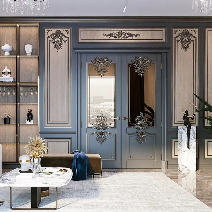 Interior decorated with stucco decoration NPU.VRS-002-4R in classic style.