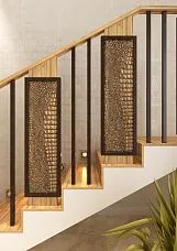 Wooden staircase newel post L-102 with crocodile skin imitation