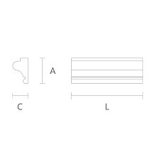 Drawing of solid wood molding with carved pattern MLD-010