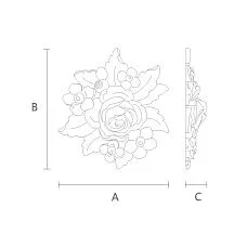 Wooden Decor Item - Relief with Flower N-474 Drawing