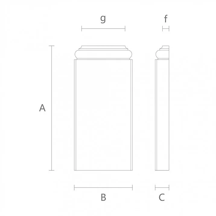 Carved BS-002 pilaster base from beech, drawing