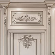 Wooden decor in classic style in the interior shown in the photo