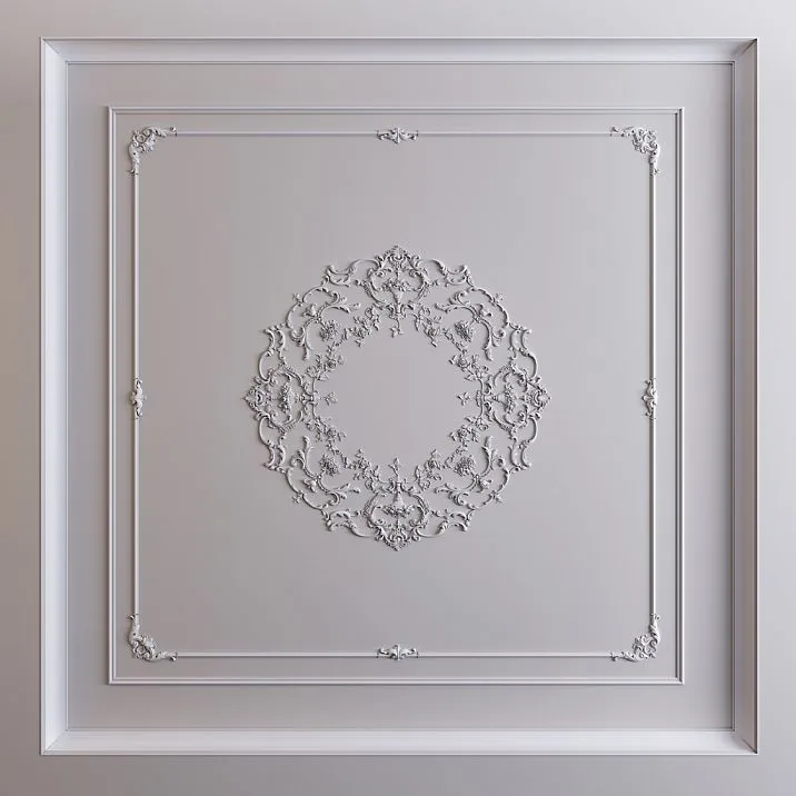Decorative ceiling rosette CPU-066 made of polyurethane STAVROS 1250&times;1250 mm with relief ornament in classic style