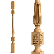 Elegant wooden staircase baluster L-035 with carved rosettes and leaves
