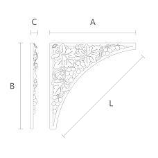 Wooden ornament N-261 in the form of a grape cluster with leaves drawing