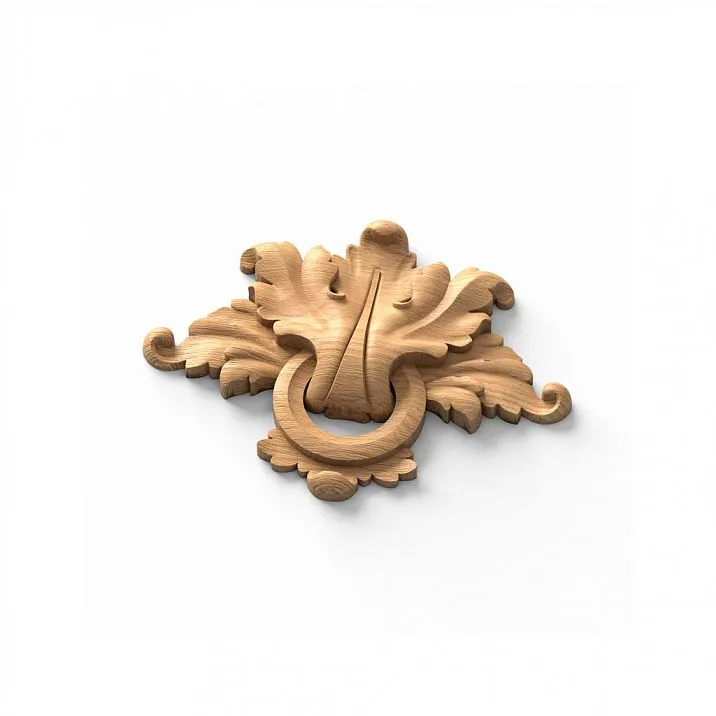 Wooden decorative applique with scrolls and curves