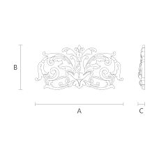 Wooden decorative element N-040 with floral carving design