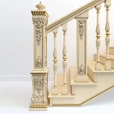 Grand carved staircase support post