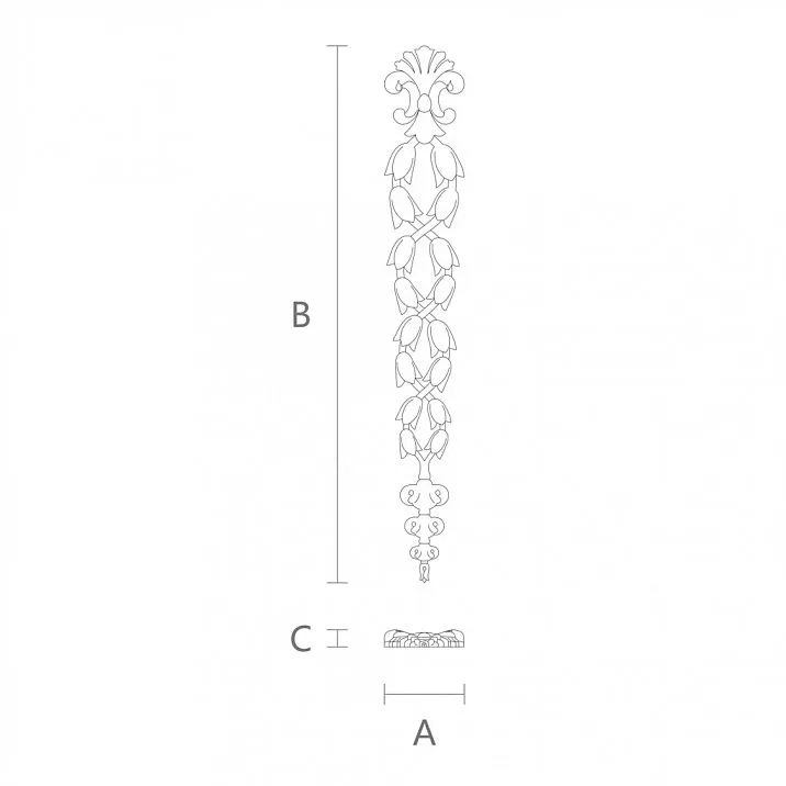 Wooden Decor N-116 with Geometric Carved Pattern Drawing