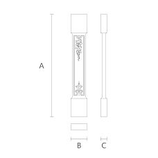 Flat wooden baluster L-113.1 on a staircase in a classic interior, drawing