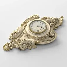 Carved wall clock "Versailles" CH-001 &mdash; top view, highlighting the elegance of acanthus leaves and smooth rocaille lines.