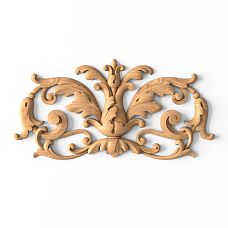 Wooden applique N-040 with carved floral pattern on white background